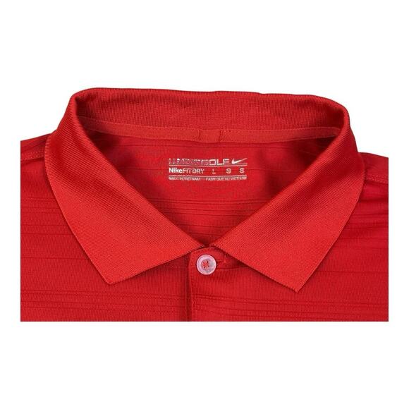 Nike Golf Polo Shirt Mens L Red Dri Fit Performance Golf Embroidered Sleeve Logo - Picture 11 of 14
